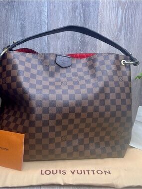 Auth Louis Vuitton Graceful MM Damier Ebene Shoulder Bag Brown Canvas